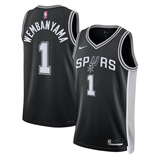 San Antonio Spurs Icon Edition Swingman Jersey Black Victor Wembanyama Unisex | RTJ13357